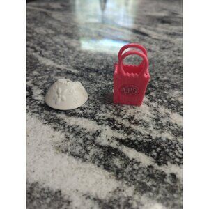 Littlest Pet Shop LPS  Accessory Replacement Parts White Collar & Pink Bag